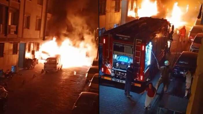 Bahçelievler’de 5 araç alev topuna döndü, çığlıklar patlama seslerine karıştı