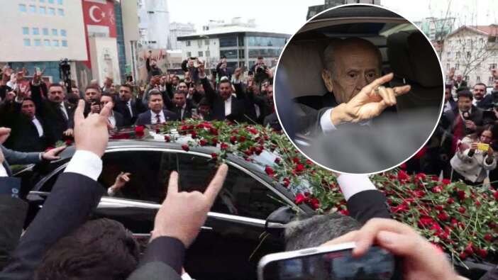 Devlet Bahçeli sahalara döndü! MHP Genel Merkezi'nde karanfillerle karşılandı, bozkurt selamı verdi