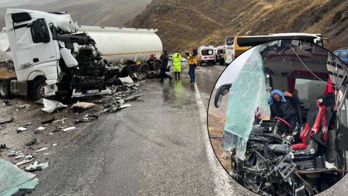 Hakkari'de yolcu otobüsü ile yakıt tankeri kafa kafaya çarpıştı: 1 ölü, çok sayıda yaralı