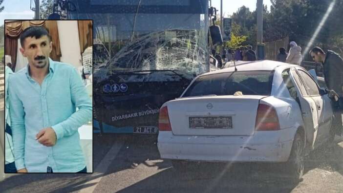 Diyarbakır'da belediye otobüsü ile otomobil kafa kafaya çarpıştı: 1 ölü, 4 yaralı