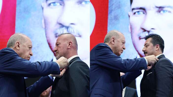 İYİ Parti'den istifa eden belediye başkanları AK Parti'ye katıldı! Rozetlerini Erdoğan taktı!