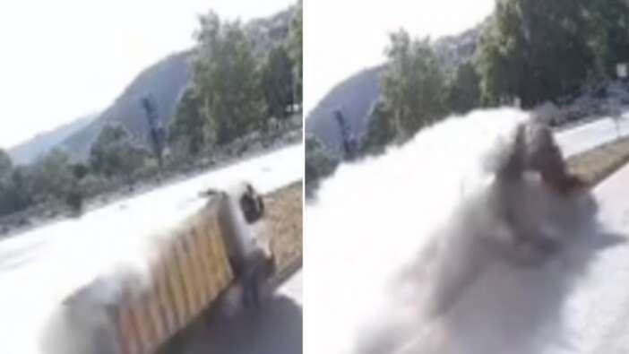 Freni patlayan kamyon Harbiye Şelalesi’ne uçtu! Dehşet anları kamerada... 1 ölü, 1 yaralı var!