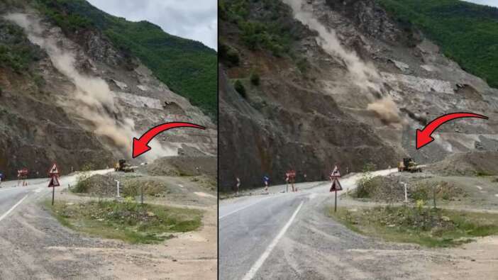 Artvin-Şavşat karayolunda heyelan: Faciadan saniyelerle kurtuldu