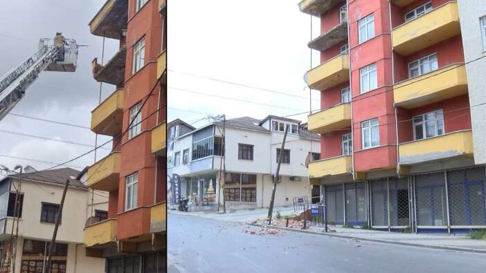 Sancaktepe'de binanın 5. katında balkon çöktü