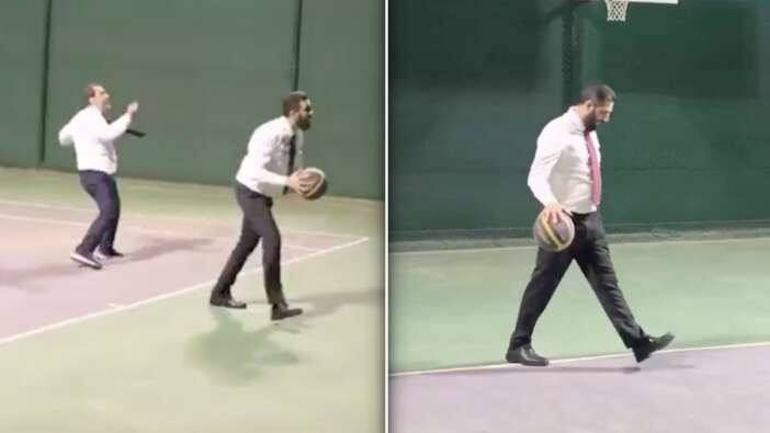 Suriye liderlerinden basketbol sahasında samimi anlar: Şara ve Şeybani Şam’da maç yaptı
