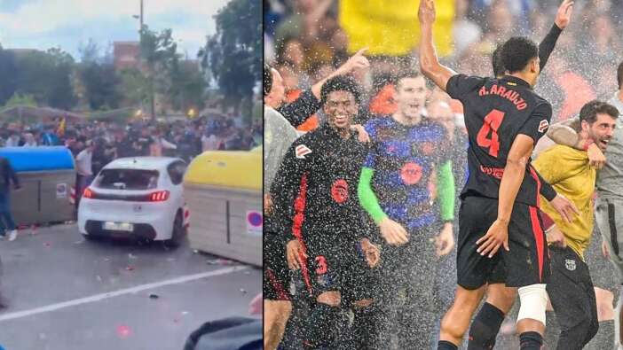 Barcelona'da şampiyonluk sevinci az kalsın trajediye dönüyordu: Aracıyla taraftarların arasına daldı!