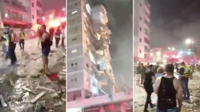 İsrail’e balistik darbe: Füze saldırısının ardından Bat Yam'daki bina yok oldu!