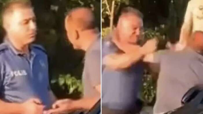 Denizli'de trafik kazası sonrası ortalık karıştı: Polis ile iş insanı trafikte yumruk yumruğa kavga etti!