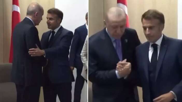 Cumhurbaşkanı Erdoğan rövanşı da Macron'a vermedi! NATO Zirvesi'ndeki bu görüntü viral oldu