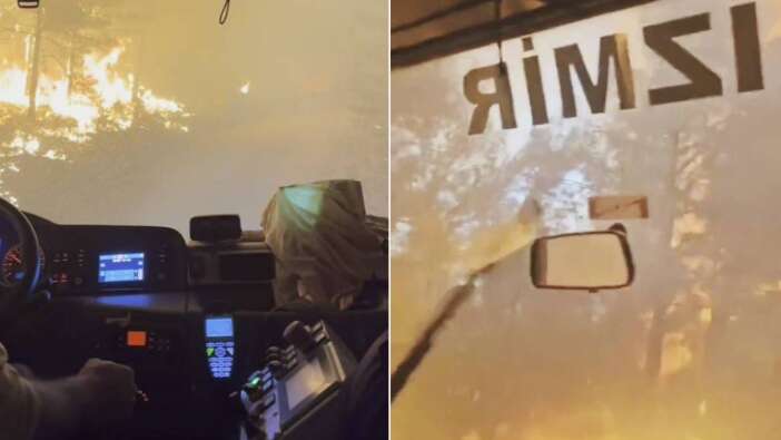 Buca'da kahraman ormancılar alev kapanına girdi! Arazözün içinde can pazarı