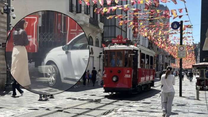 Taksim'de akılalmaz kaza! Fren yerine gaza bastı, nostaljik tramvaya bindirdi...