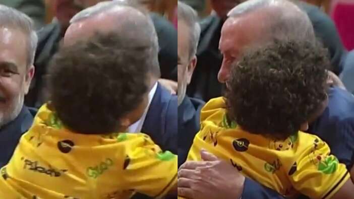 Erdoğan'dan KKTC’de duygulandıran anlar! Minik çocuğa sarıldığı anlar kamerada