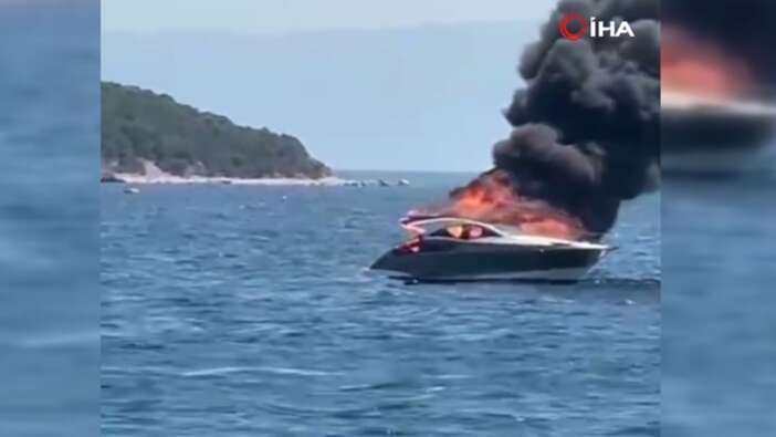 Kınalıada açıklarında 12 kişinin bulunduğu teknede yangın çıktı!