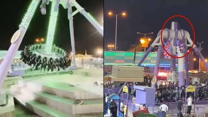 Suudi Arabistan'da eğlence faciaya dönüştü! Lunapark aracı ikiye bölündü, çok sayıda yaralı var...