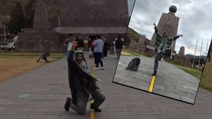 Dünyayı gezen öğretmen Ekvator çizgisinde Türk bayrağı açarak zeybek oynadı