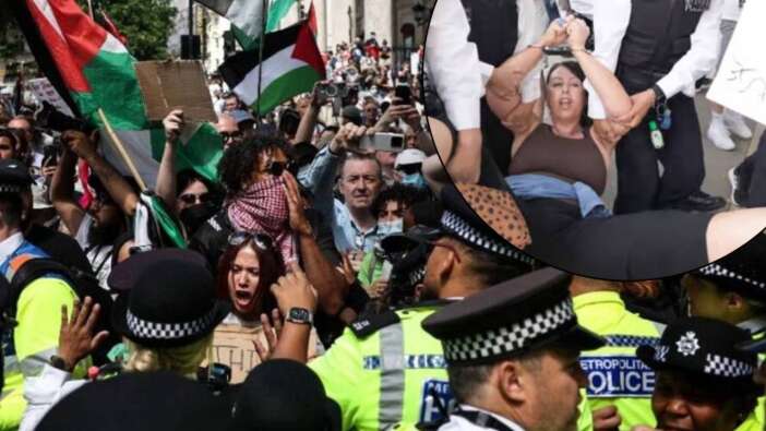 Londra'daki Filistin eyleminde çok sayıda gözaltı! İngiliz demokrasisi maskesini düşürdü