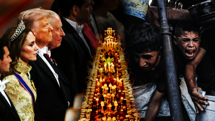 Masum kanıyla ziyafet! Çarpıcı gerçek:  Bu karedekiler Gazze'de insanları açlıktan öldürüyor!