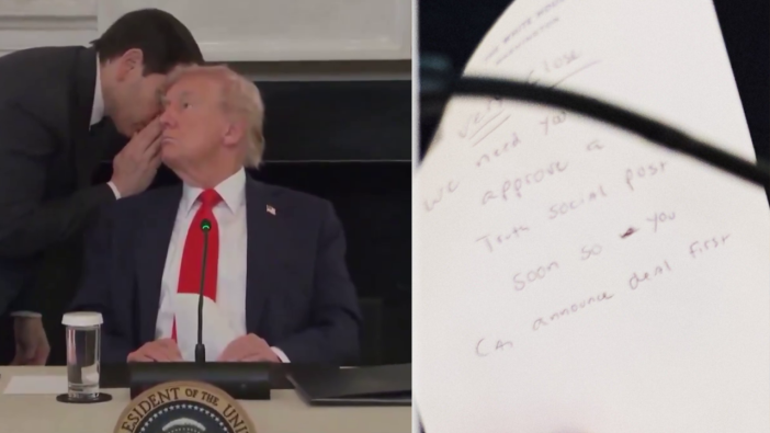 Trump’a fısıldanan sır neydi? Rubio'nun Mısır notu kameralara yansıdı!