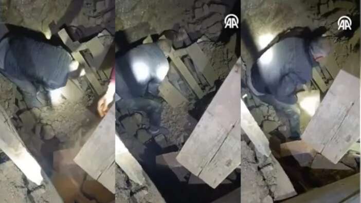 Depremden mucize kurtuluş! Sındırgı’da umut anı! Vatandaşlar eşeği enkaz altından elleriyle kurtardı