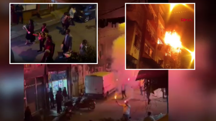 Beyoğlu'nda kız isteme töreni faciaya dönüştü! Atılan havai fişekler eve isabet etti! Bina cayır cayır yandı, 8 kişi hastanelik oldu