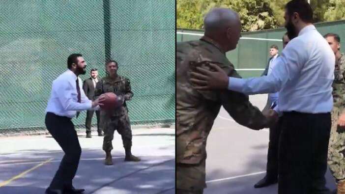 Terör listesinden çıkarılmıştı! Suriye Cumhurbaşkanı Şara'nın, ABD'li komutanlarla basketbol keyfi