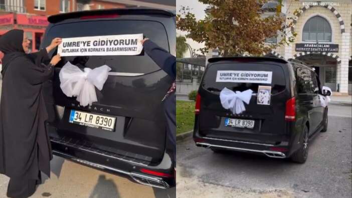 Sakarya’da “Umreye gidiyorum” yazılı araç, tartışma yarattı! Dini şov mu, samimi kutlama mı?