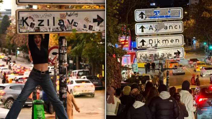 Ankara Büyükşehir Belediyesi’nden ilginç önlem: Viral olan Kızılay tabelasının etrafına dikenli tel çekildi!