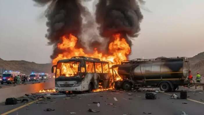Suudi Arabistan'da kahreden kaza! Umre’den dönen hacıları taşıyan otobüs tankerle çarpıştı: 42 kişi hayatını kaybetti