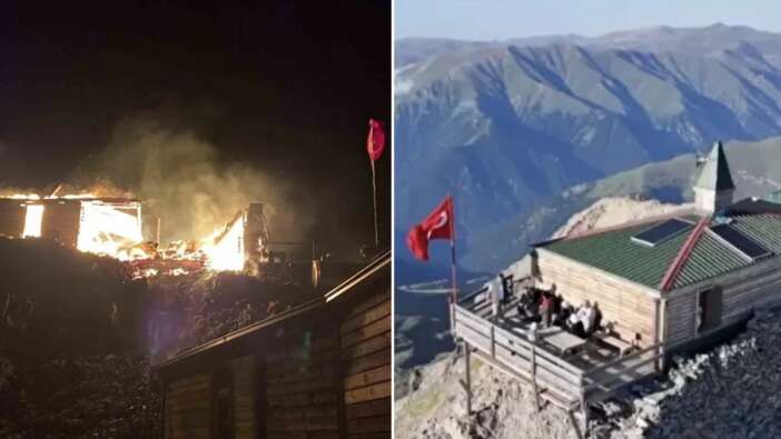 Kırklar Dağı’nda tarihî mescit alevlere dayanamadı... Manevi merkez bir gecede yok oldu!