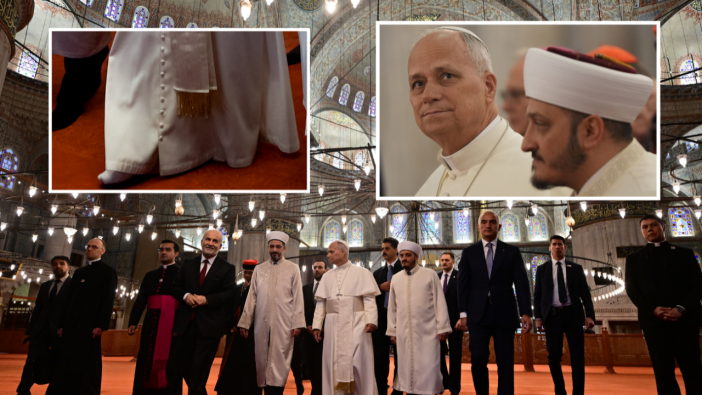 Papa 14. Leo'nun papa seçildikten sonra ilk girdiği cami Sultanahmet Camii oldu! Dikkat çeken detay: Ayakkabılarını çıkarmayı ihmal etmedi