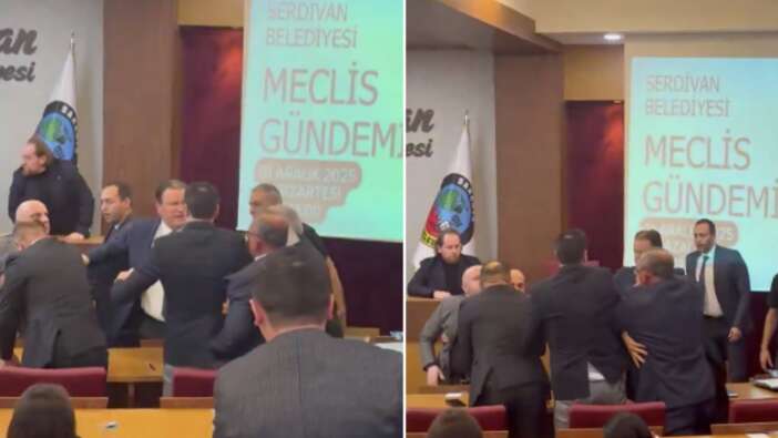 Serdivan Meclisi karıştı! Öğrencilerin gözü önünde hiç çekinmeden yumruk yumruğa kavga ettiler!