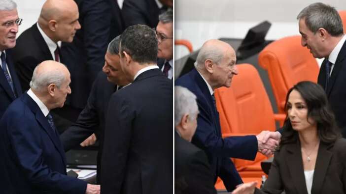 Gözler bütçede, kulisler tokalaşmada! Özgür Özel ve DEM Partililer tek tek Devlet Bahçeli'nin yanına gitti!