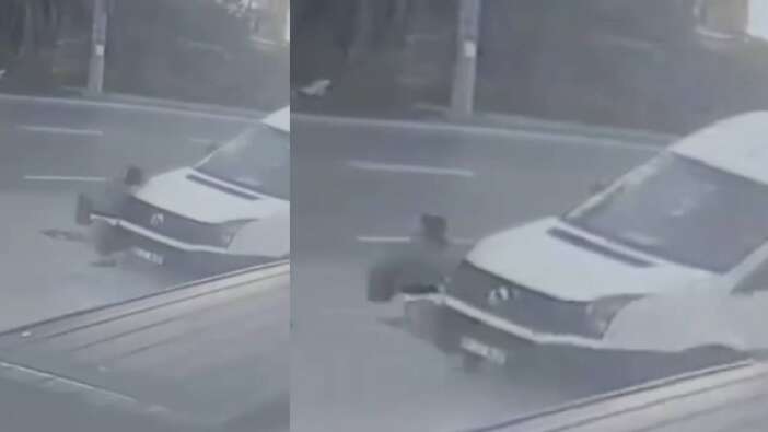 Trabzon’da dehşet anları... Servis minibüsü kadına çarptı, metrelerce sürükledi