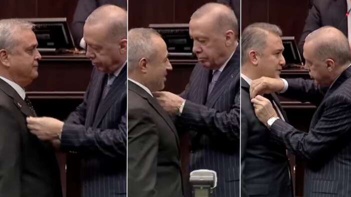 Partilerinden istifa eden 3 milletvekili AK Parti’ye katıldı, rozetleri Cumhurbaşkanı Erdoğan bizzat taktı