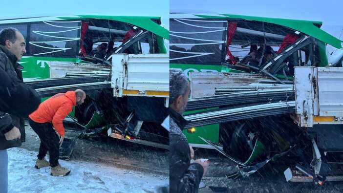 Yolcu otobüsü tıra çarptı: Çok sayıda yaralı var