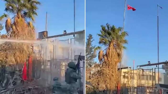 Nusaybin-Kamışlı sınırındaki alçaklığa tokat: Mehmetçik şanlı Türk bayrağını yeniden göndere çekti