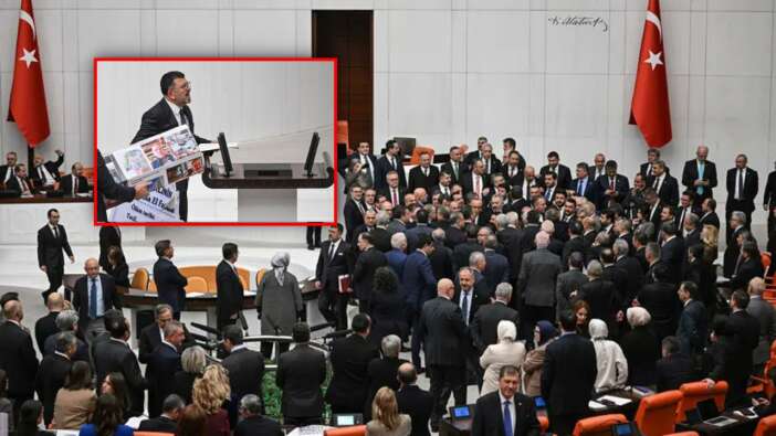 Veli Ağbaba’nın "Tabutlu" protestosu Meclis’i savaş alanına çevirdi! Yumruklaşmaya varan kavga...
