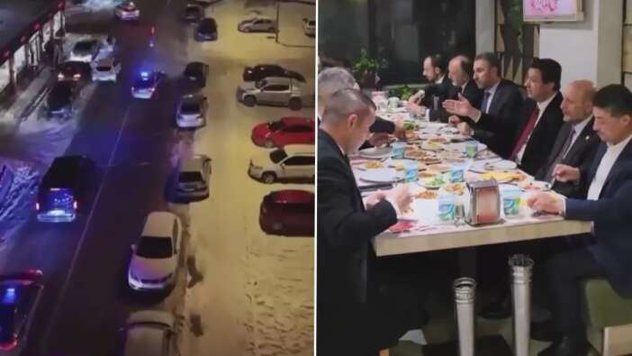 Sosyal medyada infial yaratan klip: Saadet Partisi heyeti ciğer yemeye çakarlı konvoyla gitti!