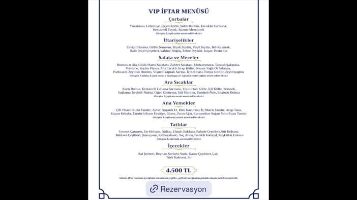 Lüks iftar menüsü tepki çekti