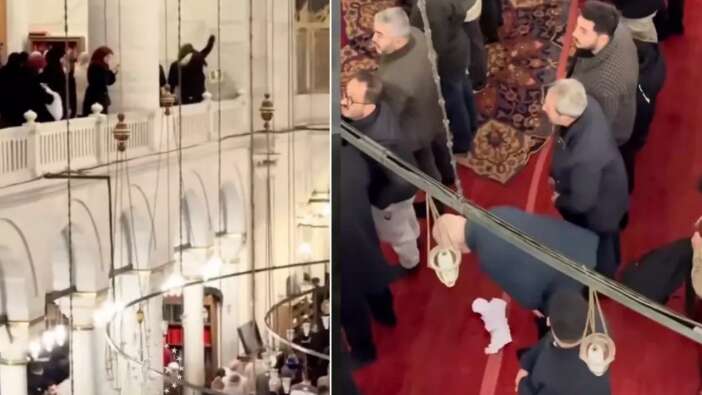 Fatih Camii'nde tarihi protesto: Kadınlar "Mescid-i Aksa namusumuzdur" diyerek başörtüsü bıraktı!
