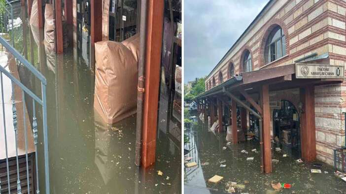 İstanbul'da sağanak yağış! Üsküdar Sahaflar Çarşısı sular altında: Yüzlerce kitap kurtarılmayı bekliyor