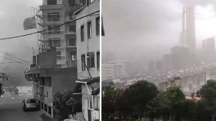 Gündüz geceye döndü, İstanbul’u fırtına vurdu: Çatılar uçtu, ağaçlar devrildi! Uçaklar iniş yapamıyor