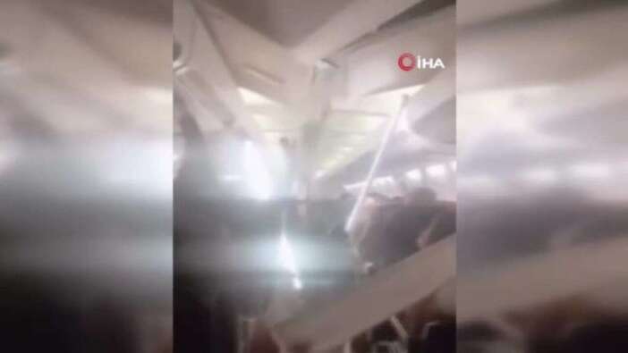 Yolcu uçağında korku dolu anlar: Kabinin tavanı çöktü!