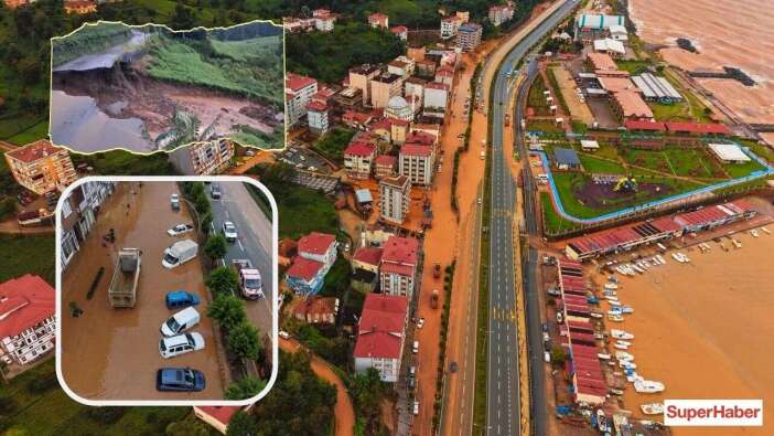 Rize'de metrekareye 100 kilodan fazla yağış düştü! Felaketi bir de havadan görün