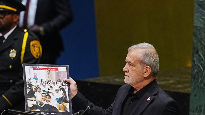 BM'de gergin anlar! Pezeşkiyan "Masum çocukları katlettiniz" dedi, ABD temsilcisi salondan kaçtı