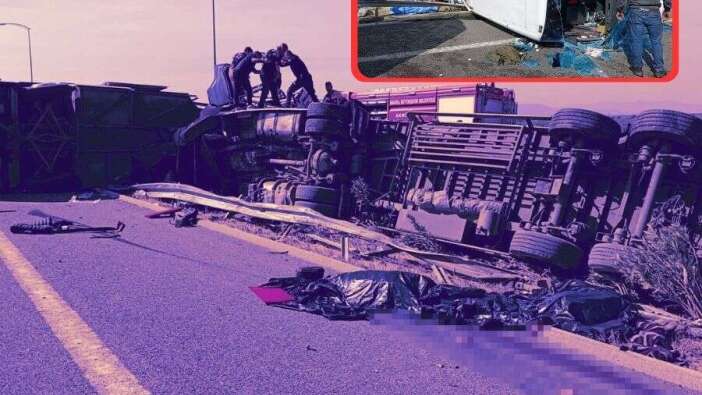 Akhisar'da feci kaza: İstanbul otobanında tır ile otobüs çarpıştı, ölü ve yaralılar var
