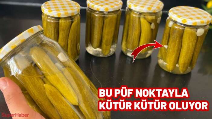 Kornişon turşusunun püf noktası buymuş meğer. 1 tane bile salatalık erimiyor.