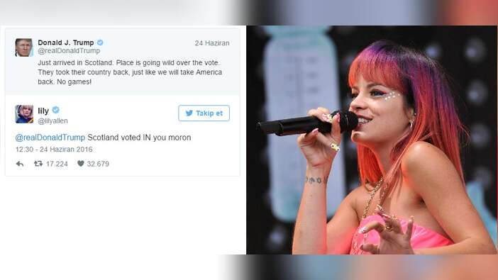 Ünlü şarkıcı Lily Allen'dan Trump'a kapak: Seni moron!